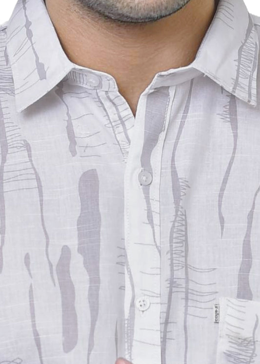 Printed Shirt for Men - Eco-Friendly Linen Print Sustainable Cotton Blend