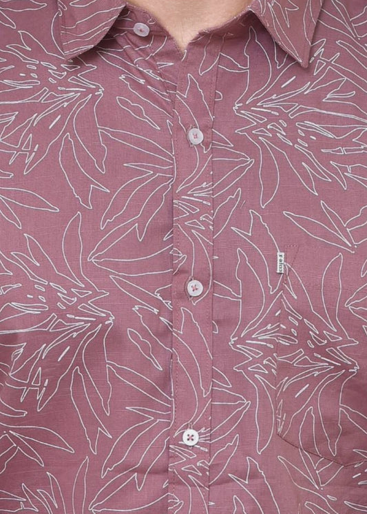 Premium Linen Print Natural Cotton Blend - Men's Shirting