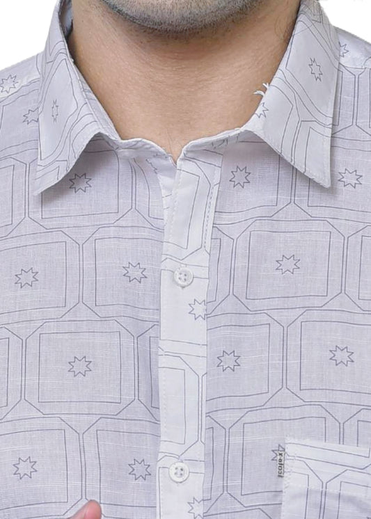 Linen Print 2 | Printed Shirt for Men - Luxury Cotton Blend | CAFE-X