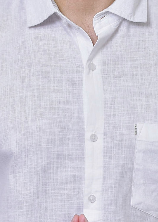 Premium Men's White Linen Shirt - 100% Natural Cotton Blend | CAFE-X