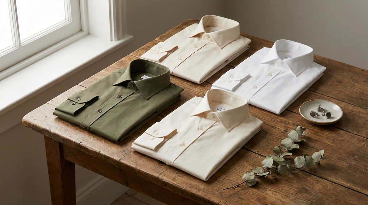 Cotton shirt fabric flat lay
