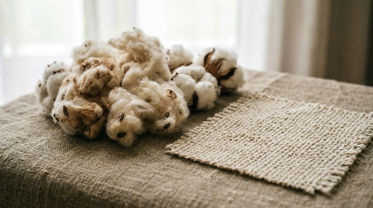 Organic cotton fiber close-up