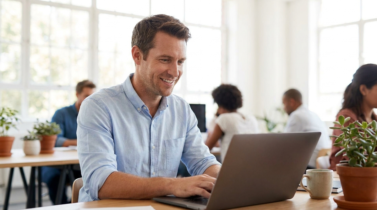 Business casual shirt at office desk