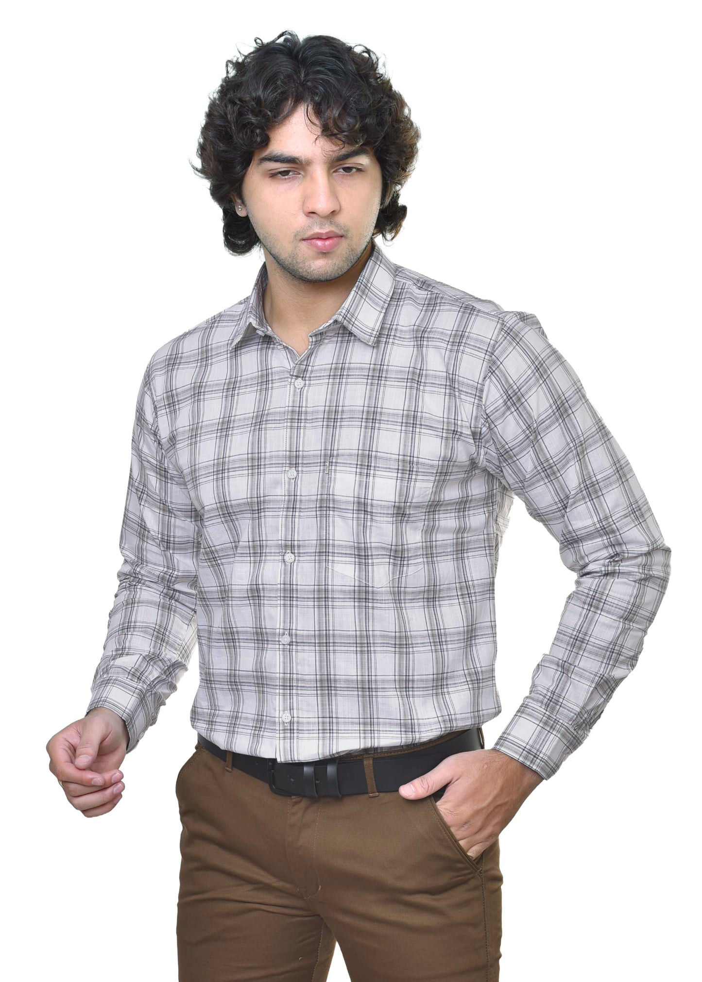 Men's Premium Cotton Checkered Shirt - AMSLER Collection | CAFE-X
