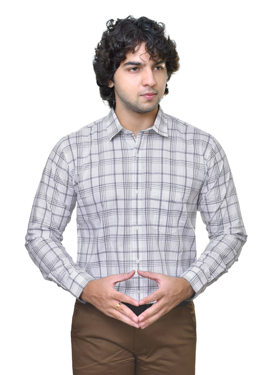 Men's Amsler Slub Premium Cotton Shirt - Textured Formal Wear Collection