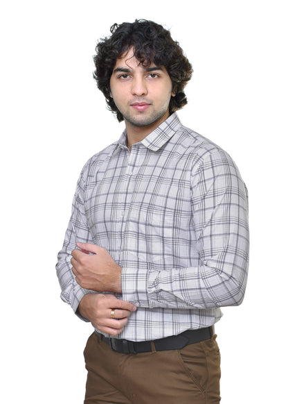 Men's Amsler Slub Premium Cotton Shirt - Textured Formal Wear Collection