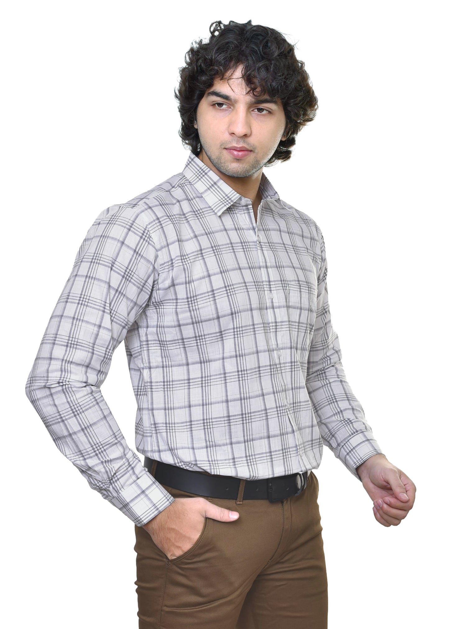Men's Amsler Slub Premium Cotton Shirt - Textured Formal Wear Collection