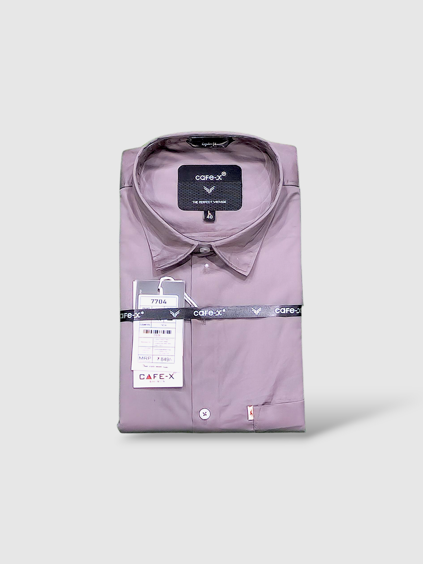 Magenta Purple shirt with Cafe-x label on a white background
