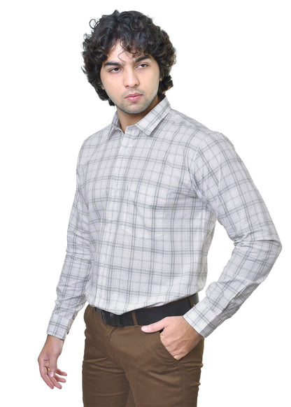 Men's Premium Cotton Checkered Shirt - AMSLER SLUB Collection | CAFE-X