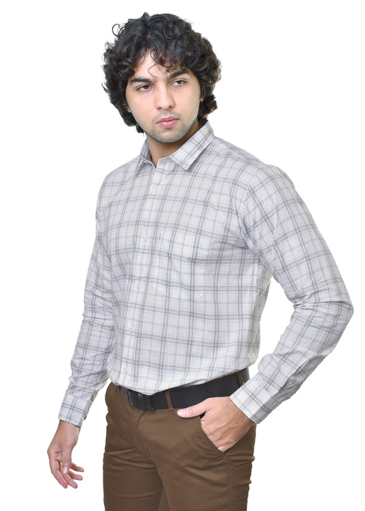 Men's Premium Cotton Checkered Shirt - AMSLER SLUB Collection | CAFE-X