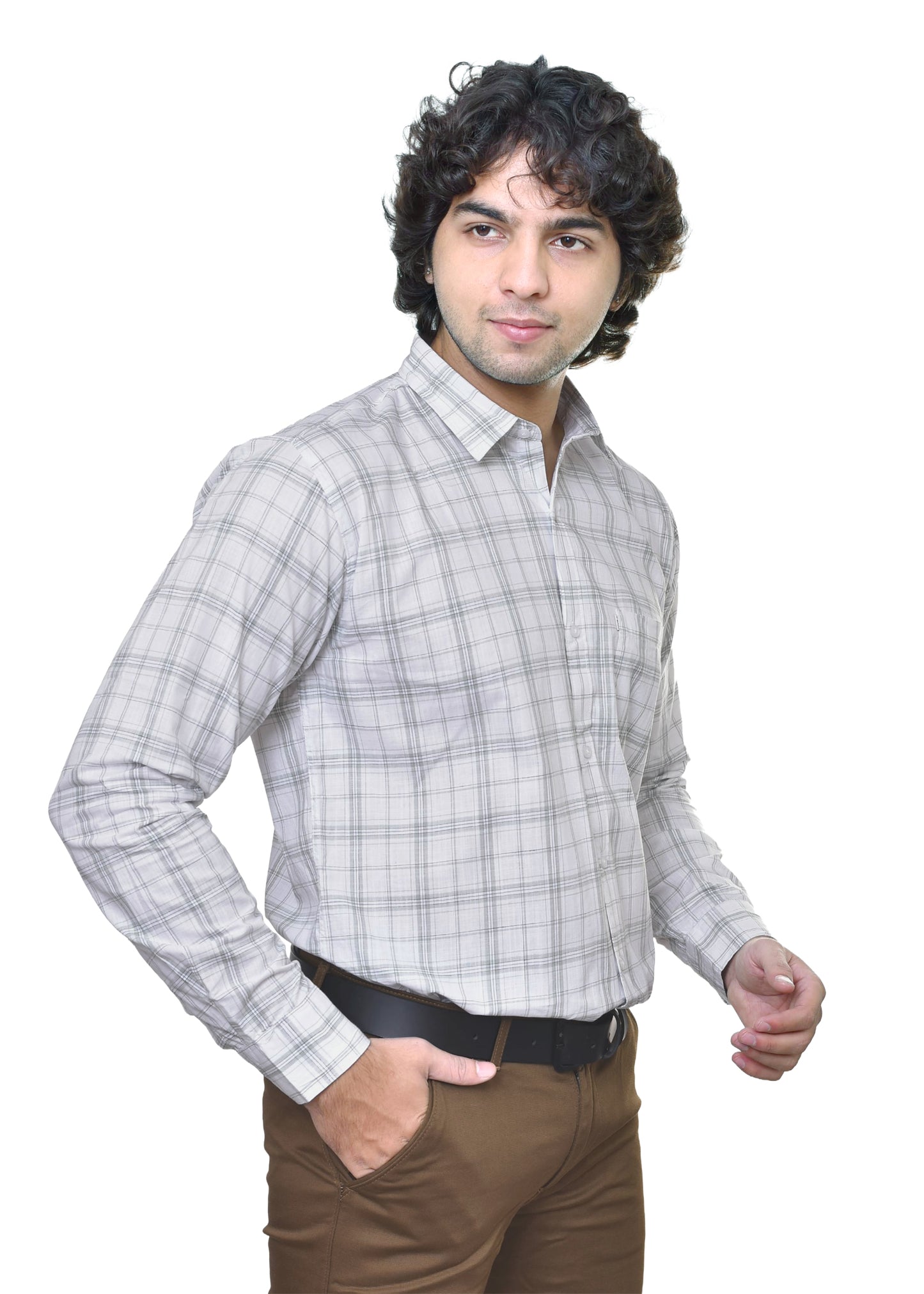 Men's Premium Cotton Checkered Shirt - AMSLER SLUB Collection | CAFE-X