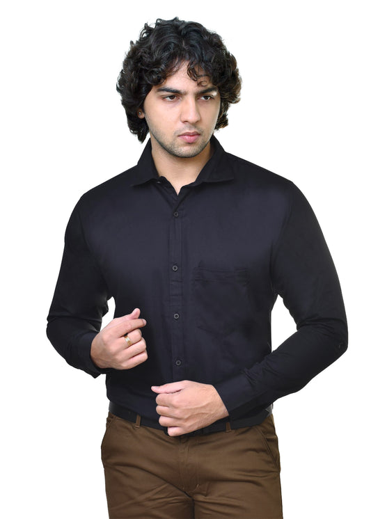 Premium Black Cotton Shirt - Classic Formal & Casual Wear