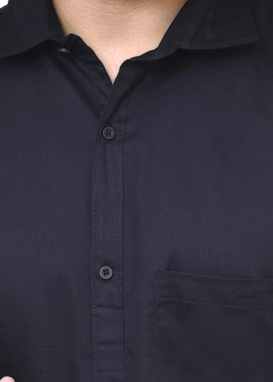 Premium Black Cotton Shirt - Classic Formal & Casual Wear