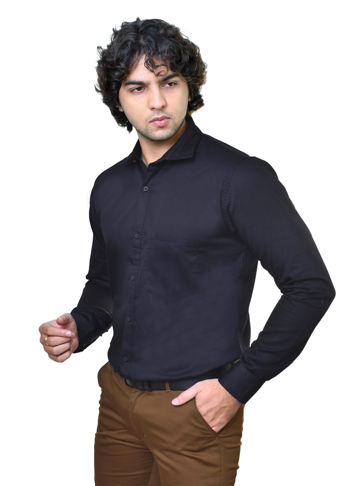 Premium Black Cotton Shirt - Classic Formal & Casual Wear