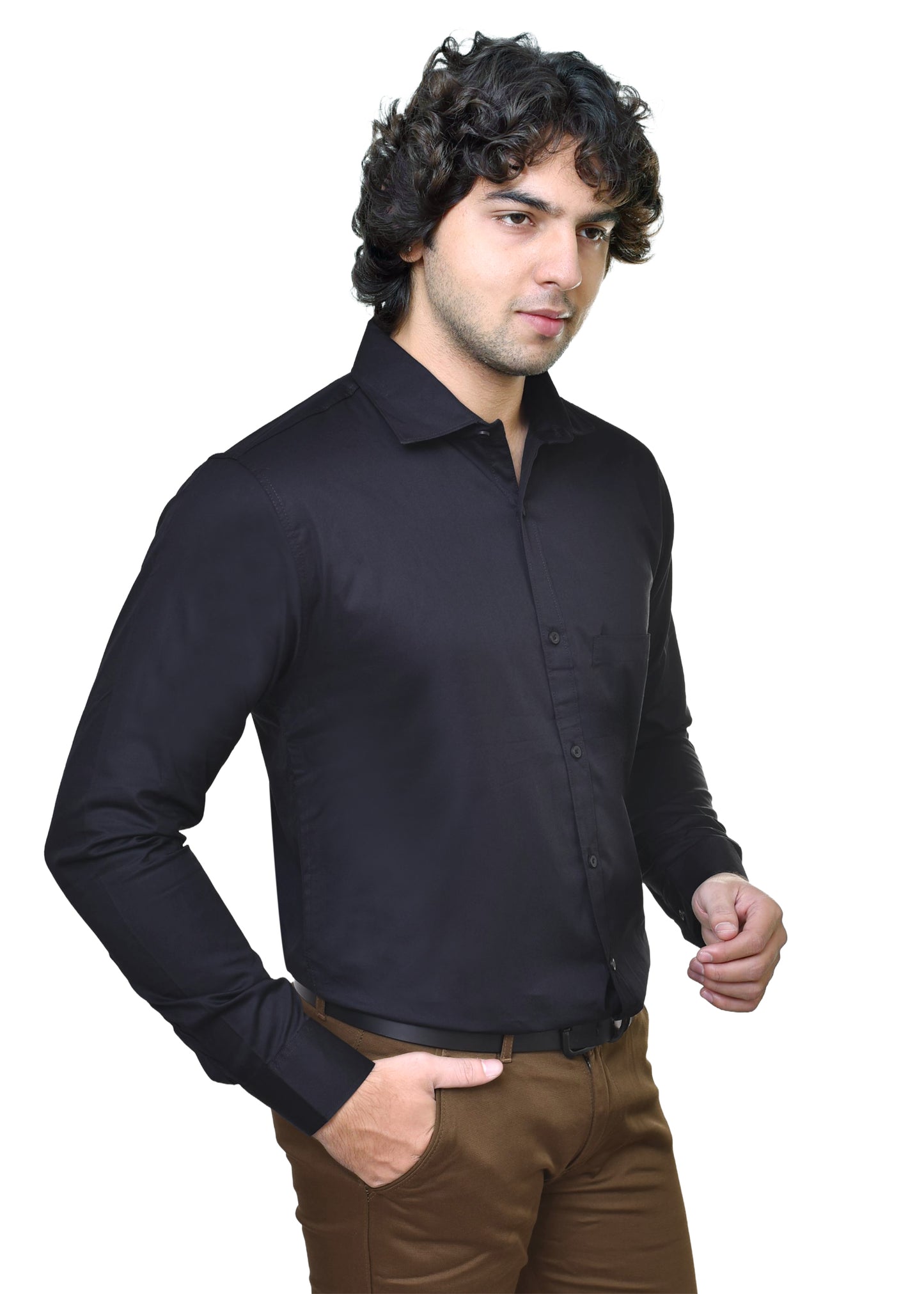 Premium Black Cotton Shirt - Classic Formal & Casual Wear