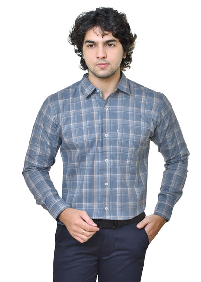 Men's Amsler Slub Premium Yarn-Dyed Cotton Checks Shirt - Formal Business Wear