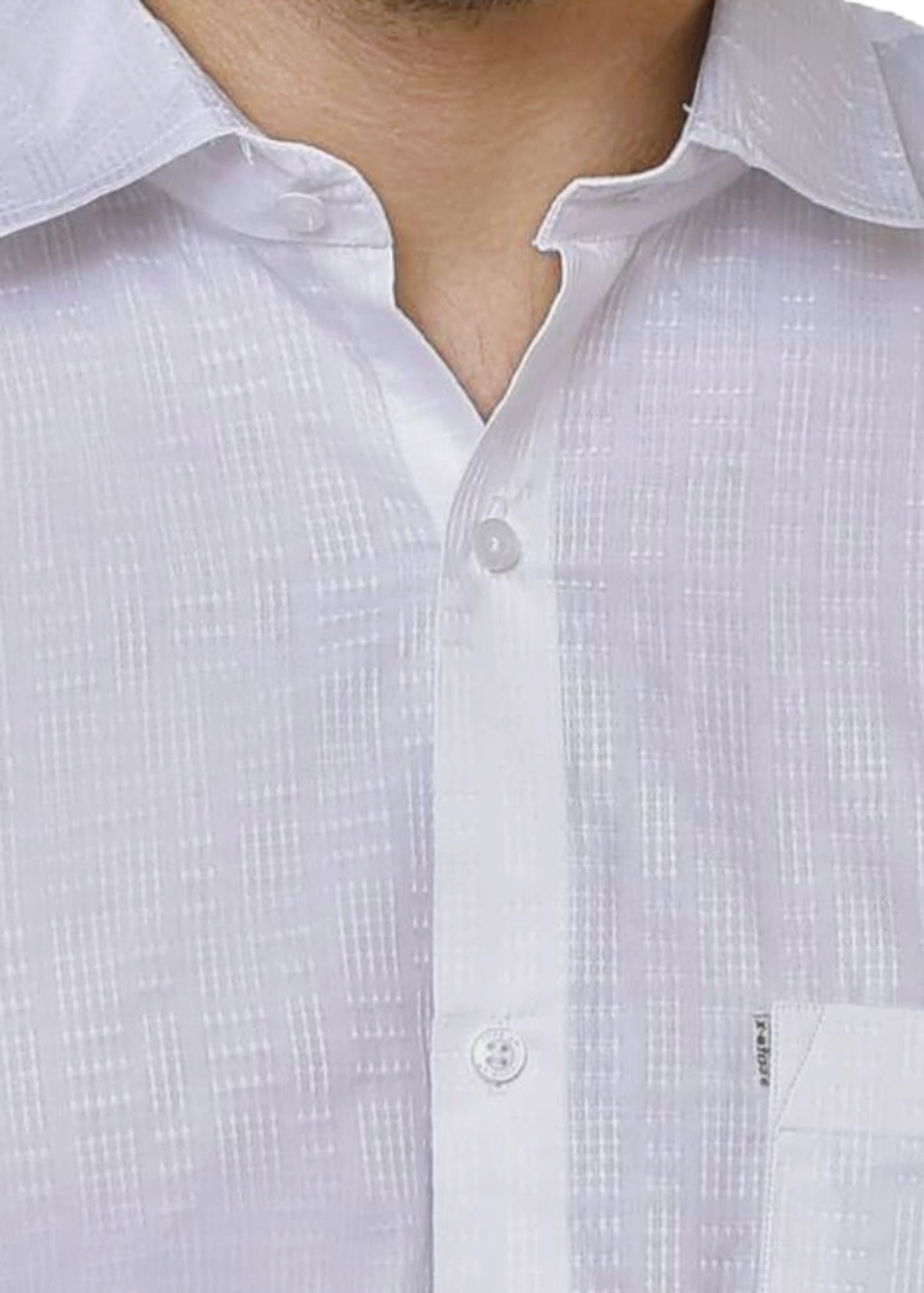 Men's White Dobby Satin Shirt - Premium Formal Dress Shirt