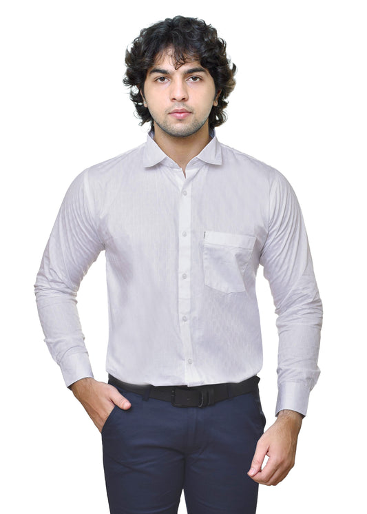 Premium White Dobby Shirt - Men's Textured Formal Wear | CAFE-X Collection