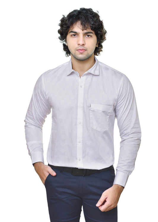 Premium White Dobby Shirt 3 - Men's Textured Formal Wear | CAFE-X India