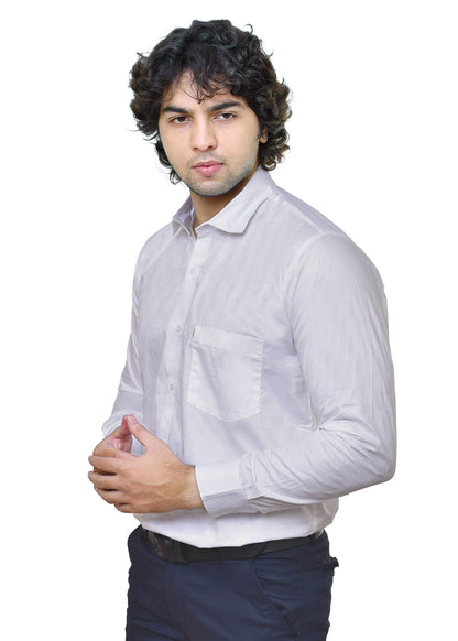 Premium White Dobby Shirt 3 - Men's Textured Formal Wear | CAFE-X India