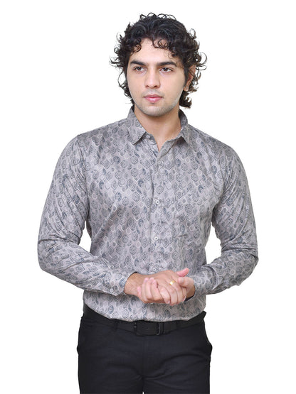 Premium Men's Satin Print Shirt - Luxury Readymade Formal Wear | CAFE-X