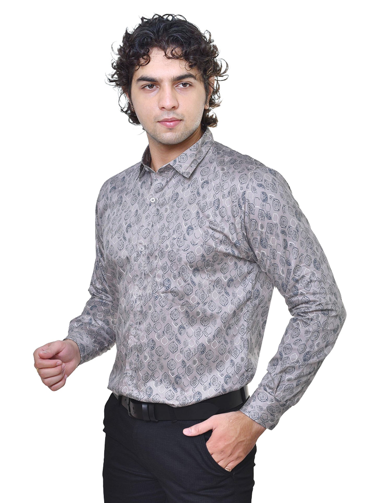Premium Men's Satin Print Shirt - Luxury Readymade Formal Wear | CAFE-X
