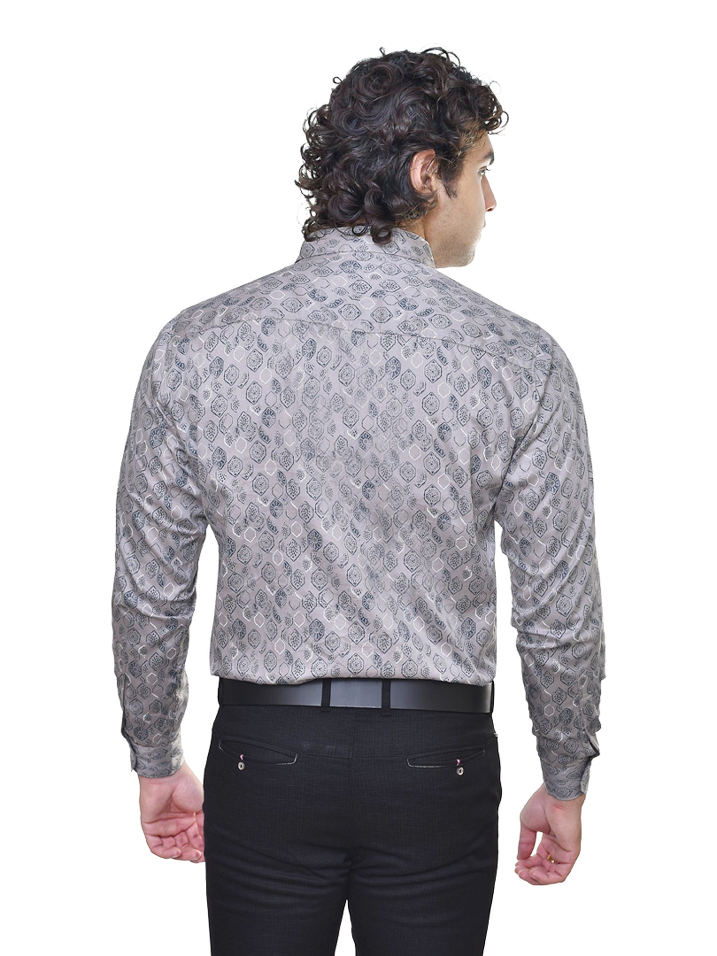 Premium Men's Satin Print Shirt - Luxury Readymade Formal Wear | CAFE-X
