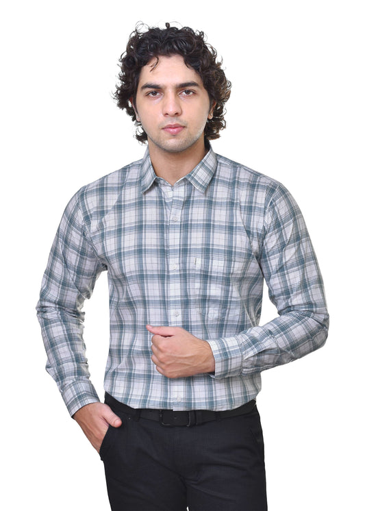 Men's Premium Cotton Checkered Shirt - No Shrink Comfortable Fit