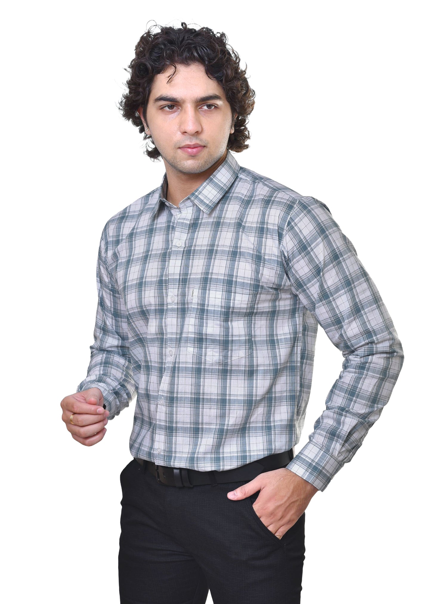 Men's Premium Cotton Checkered Shirt - No Shrink Comfortable Fit