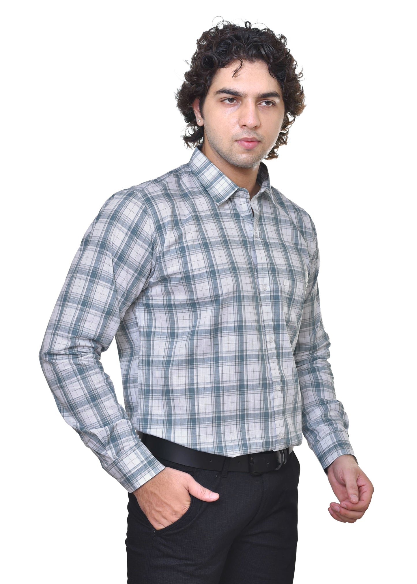 Men's Premium Cotton Checkered Shirt - No Shrink Comfortable Fit