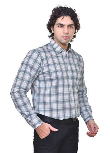 Men's Premium Cotton Checkered Shirt - No Shrink Comfortable Fit