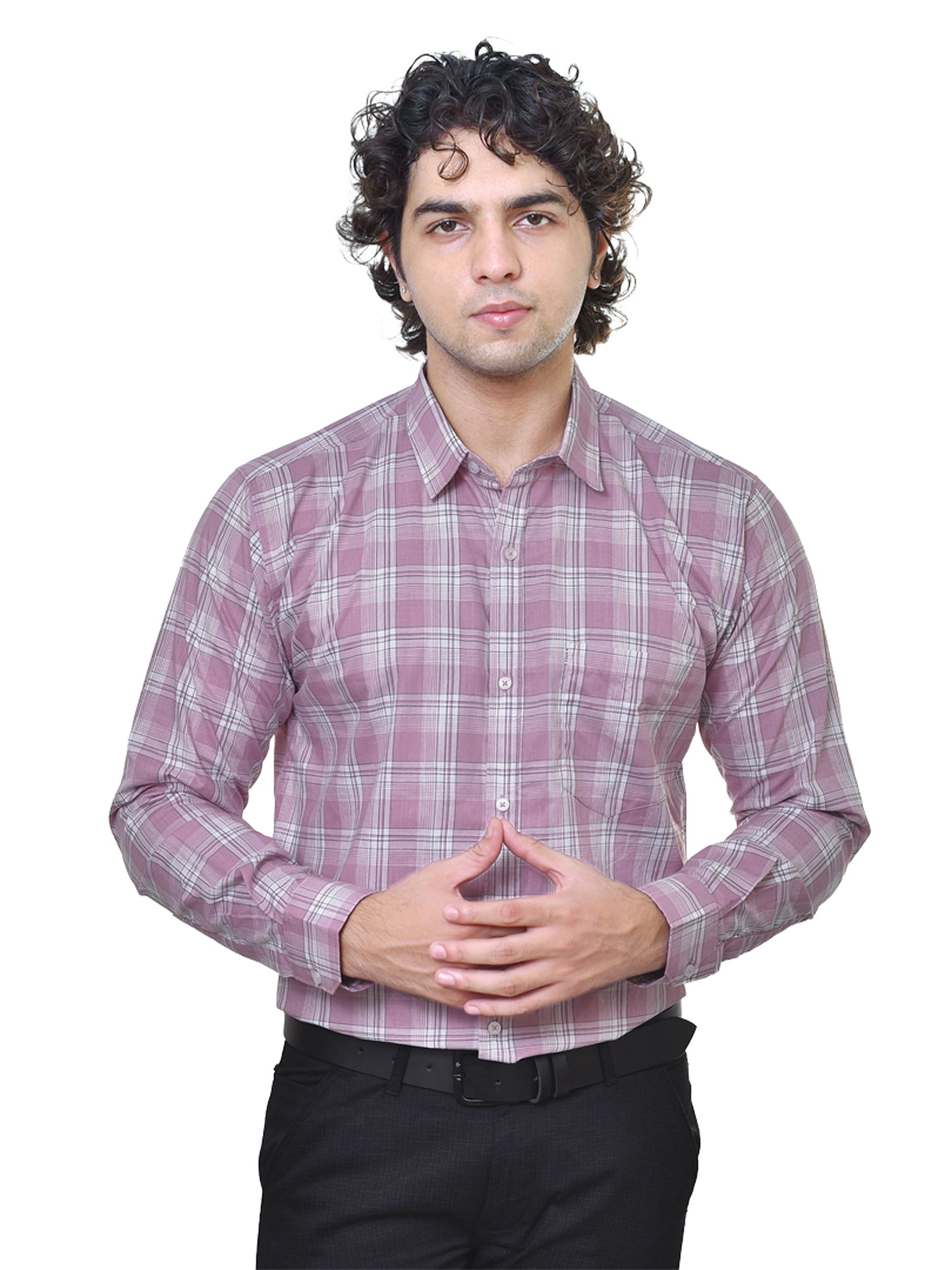 Men's Premium Cotton Checkered Shirt - No Shrink Comfortable Fit