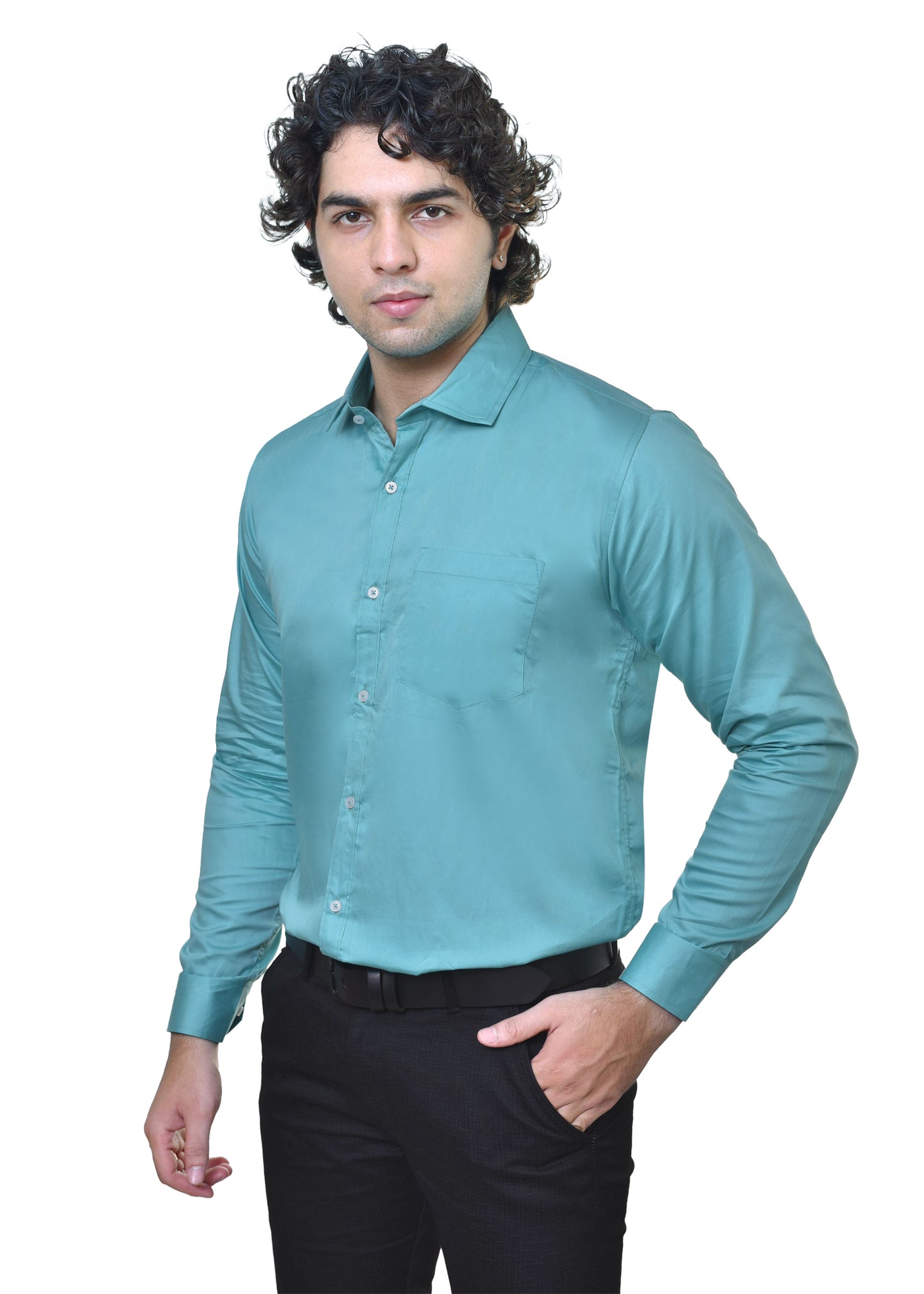 Men's Premium Plain Satin Shirt - Luxurious Formal Wear