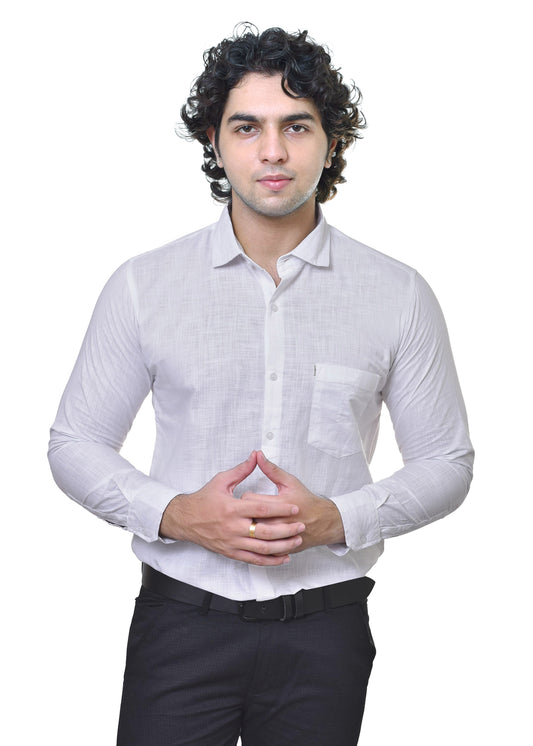 Premium Men's White Linen Shirt - 100% Natural Cotton Blend | CAFE-X