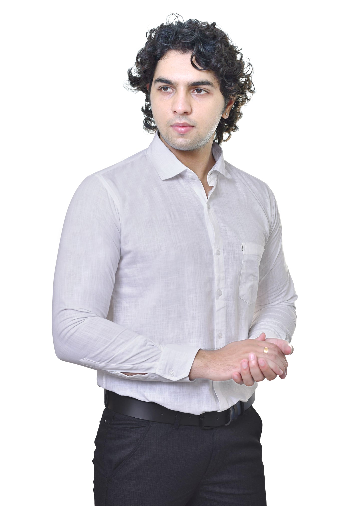 Premium Men's White Linen Shirt - 100% Natural Cotton Blend | CAFE-X