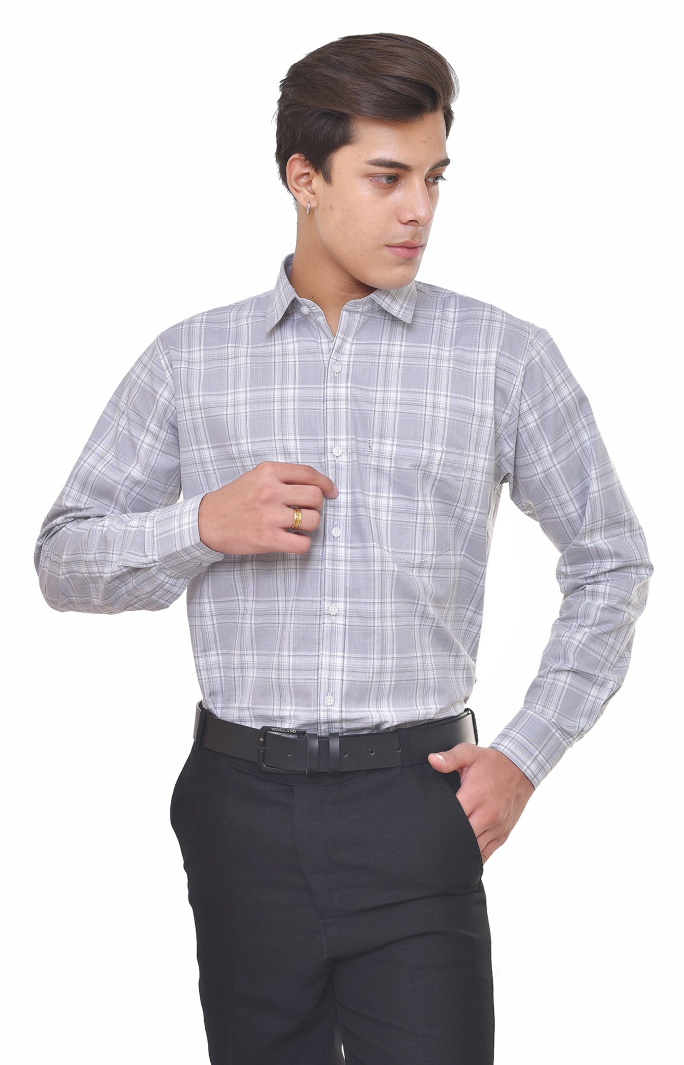 Men's Cotton Check Shirt - AMSLER SLUB 11