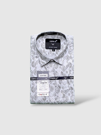Premium Men's Satin Print Shirt - Luxury Readymade Formal Wear | CAFE-X