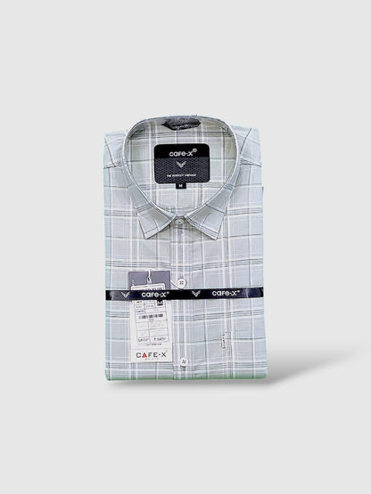 Men's Premium Cotton Checkered Shirt - AMSLER SLUB Collection | CAFE-X