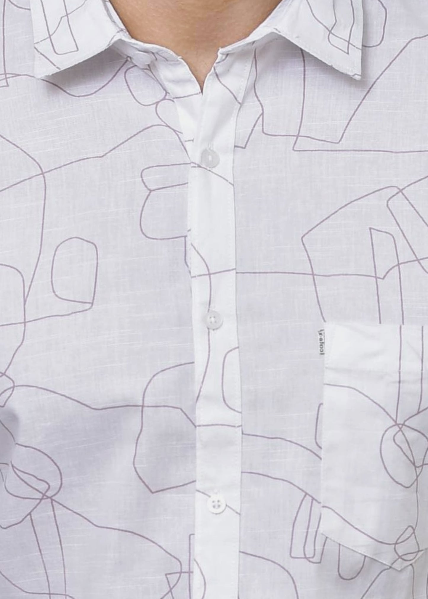 White shirt with abstract black line pattern