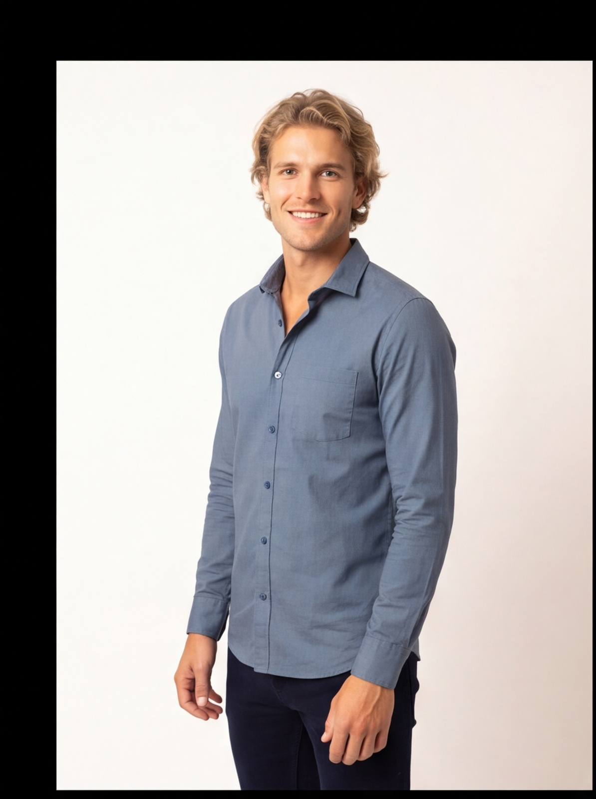 Cafe-X cotton shirt - blue - front