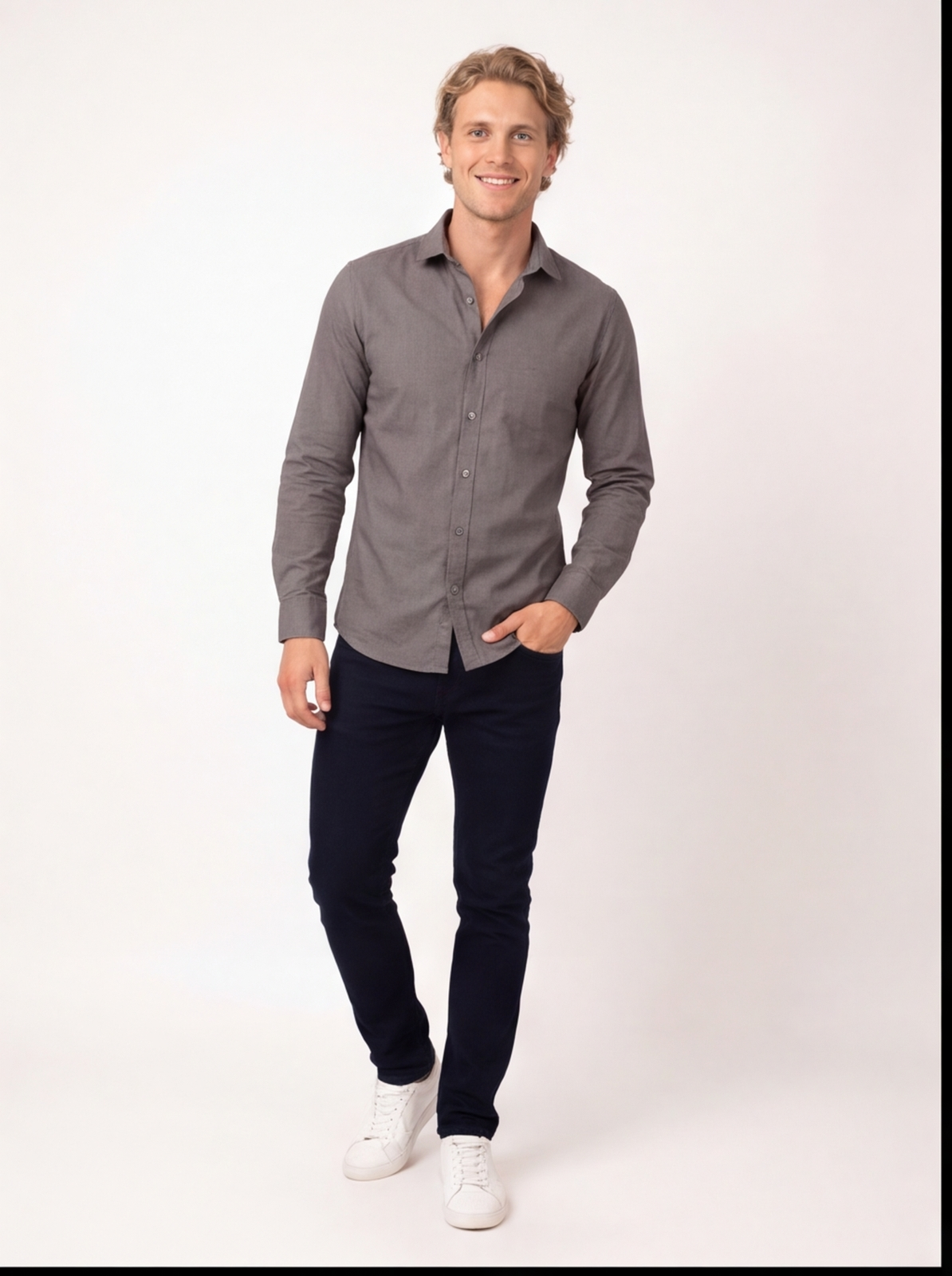 Cafe-X cotton shirt - grey - front