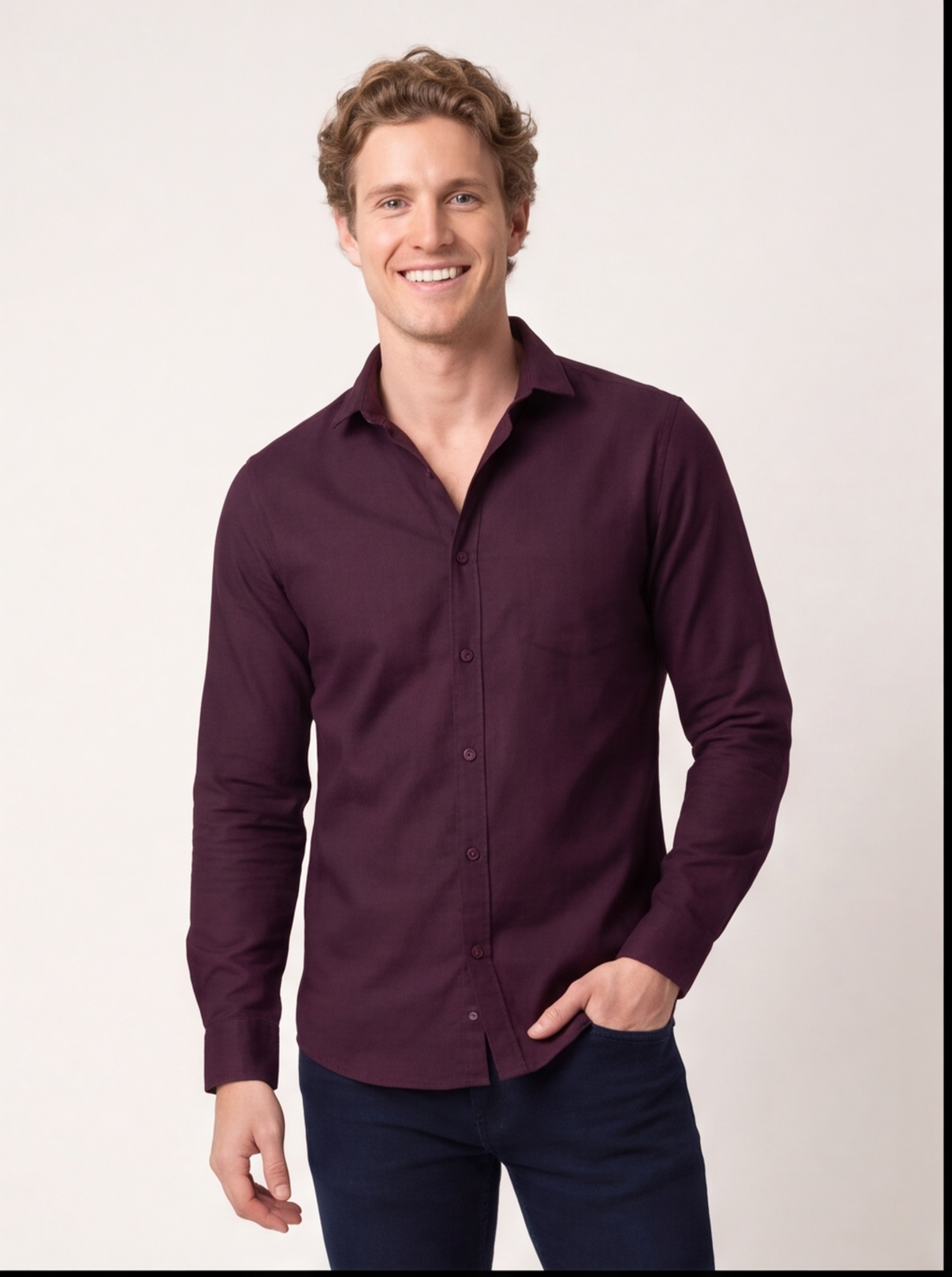Cafe-X cotton shirt - maroon - front