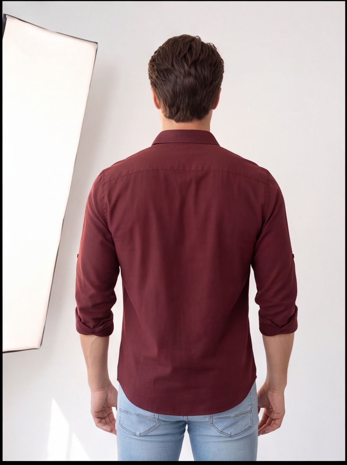 Cafe-X Cotton Slub Shirt, Maroon - back