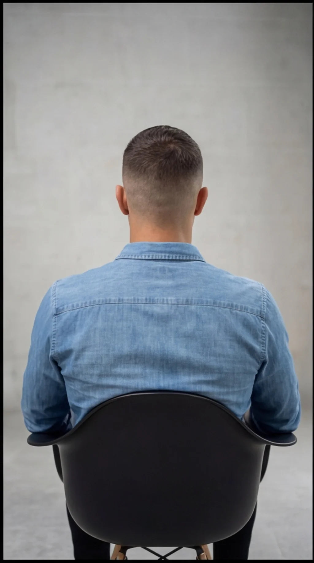 Cafe-X Men's Pure Denim Shirt, Ice wash, back view