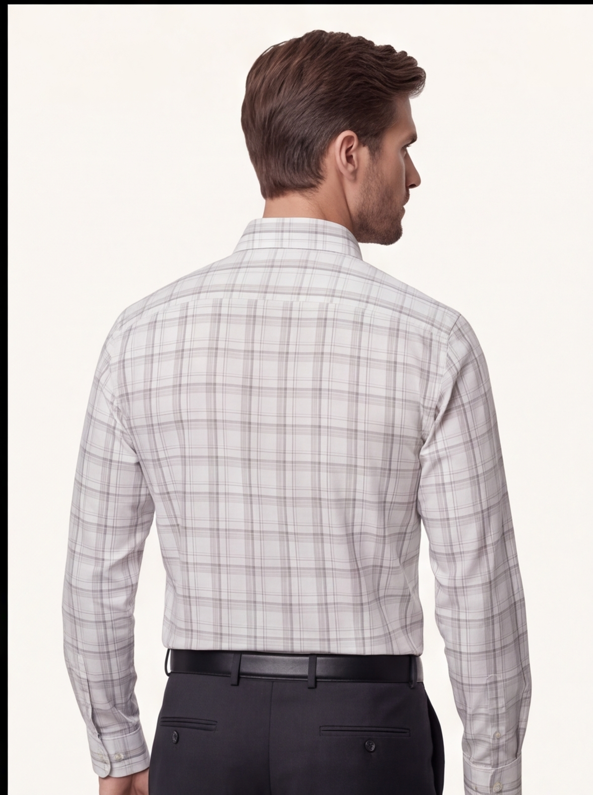 AMSLER SLUB check shirt - white - back