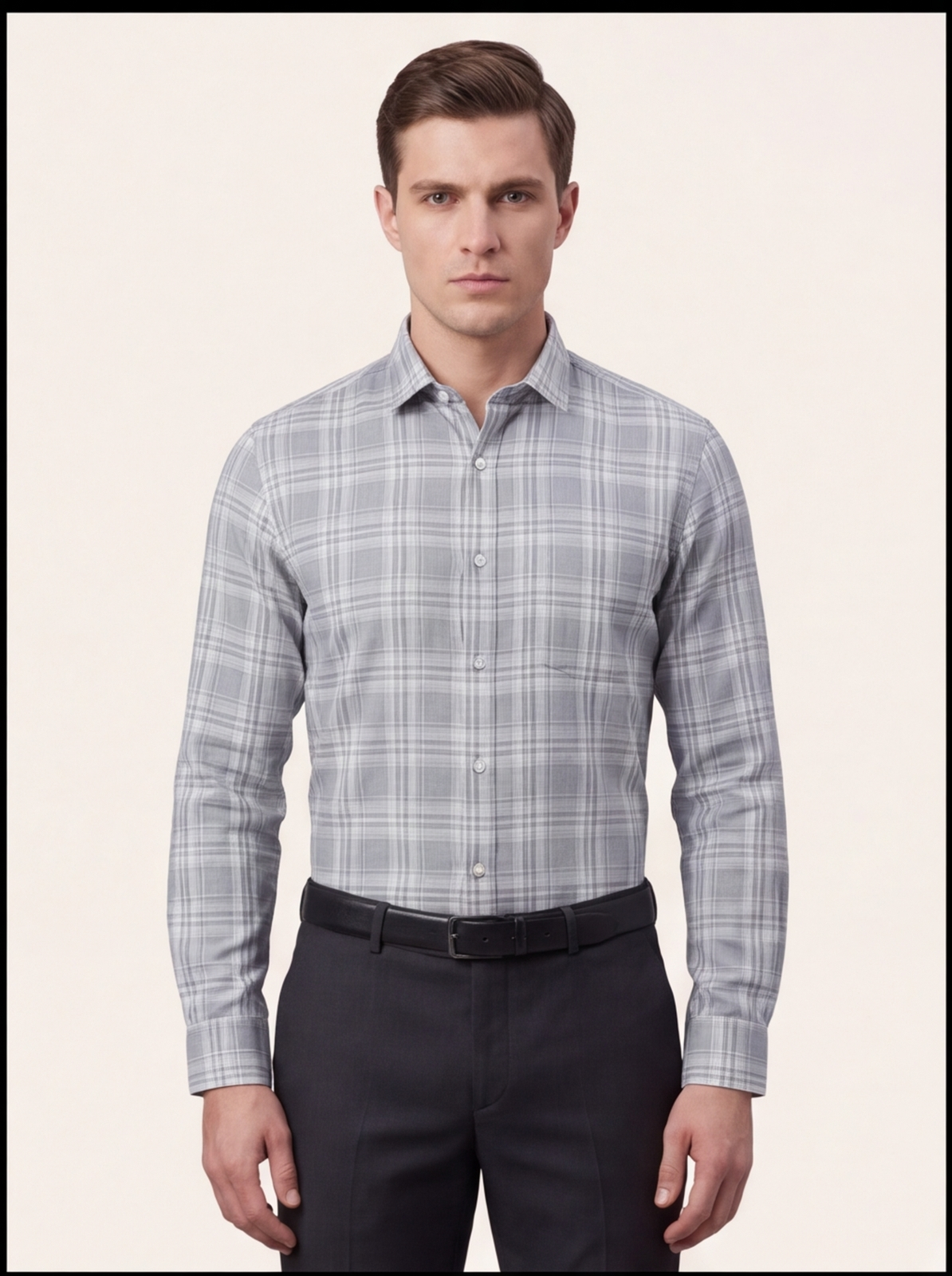 AMSLER SLUB check shirt - blue - front