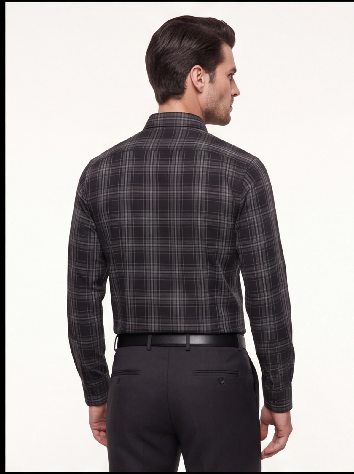 AMSLER SLUB check shirt - wine - back