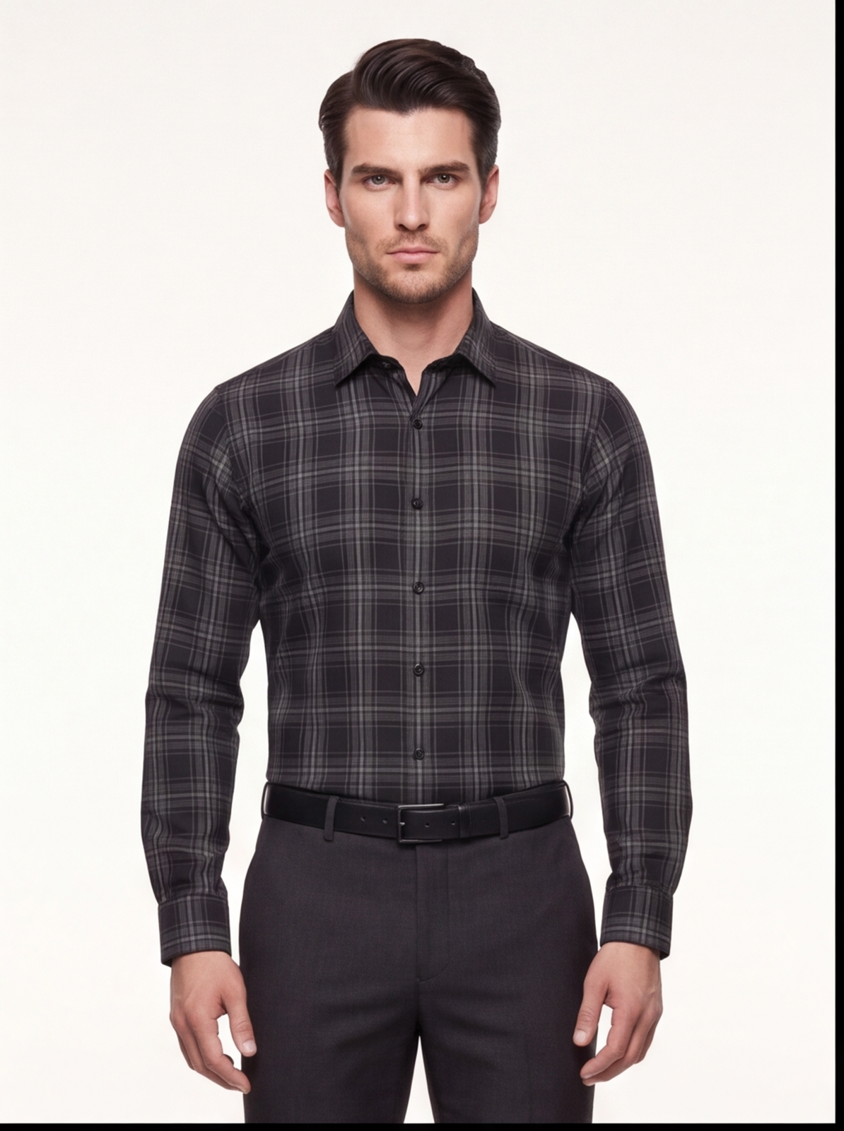 AMSLER SLUB check shirt - wine - front