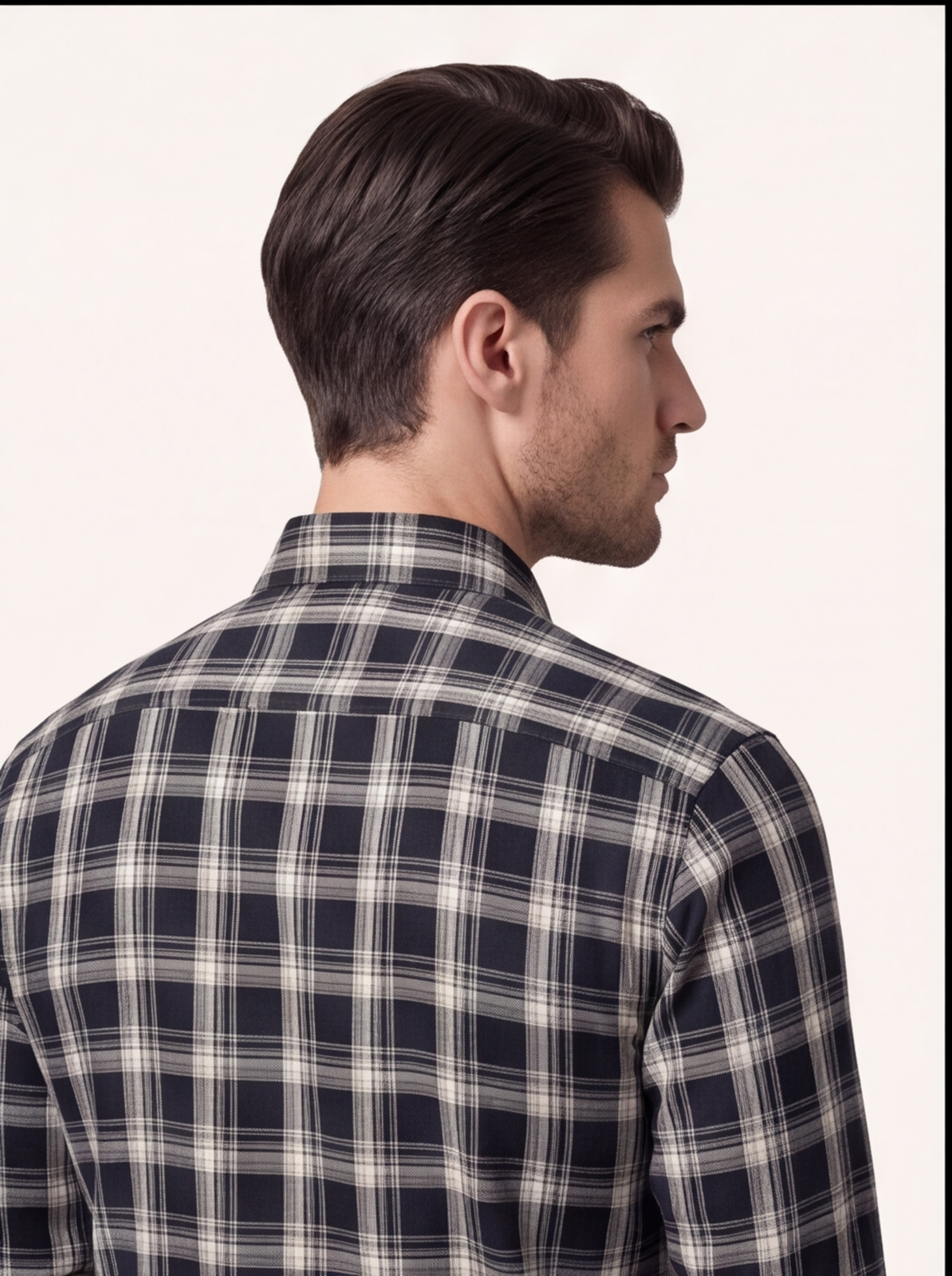 AMSLER SLUB check shirt - navy - back