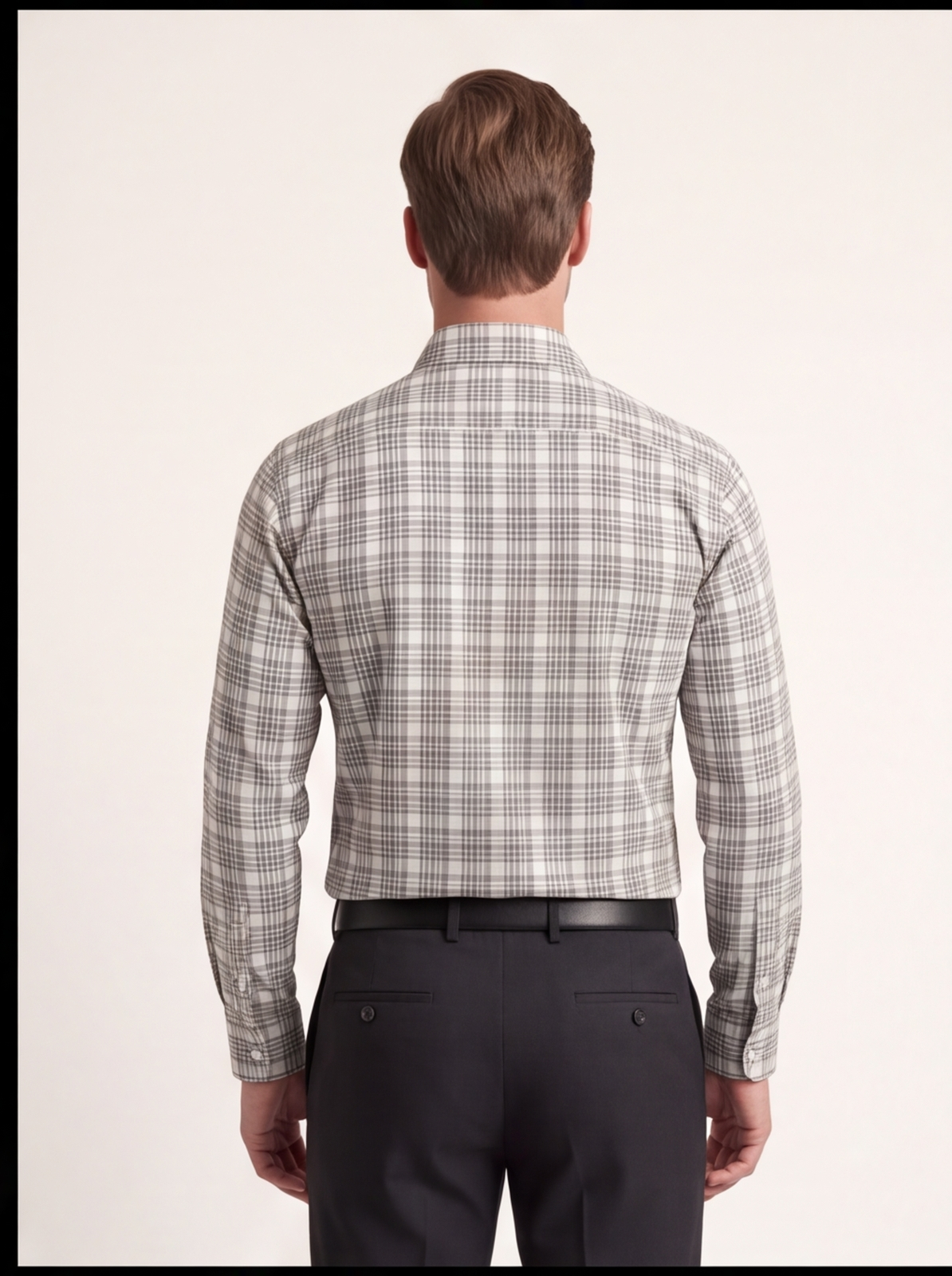 AMSLER SLUB check shirt - black - back